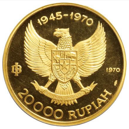インドネシア ガルーダ 独立25年記念 20,000ルピア金貨 1970年