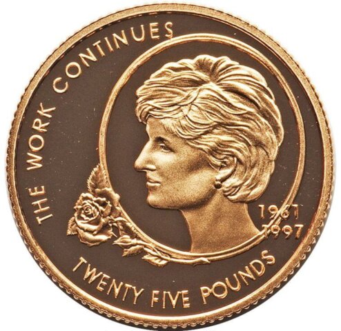 ジャージー エリザベス2世 25ポンド金貨 ダイアナ妃死去5周年  2002年