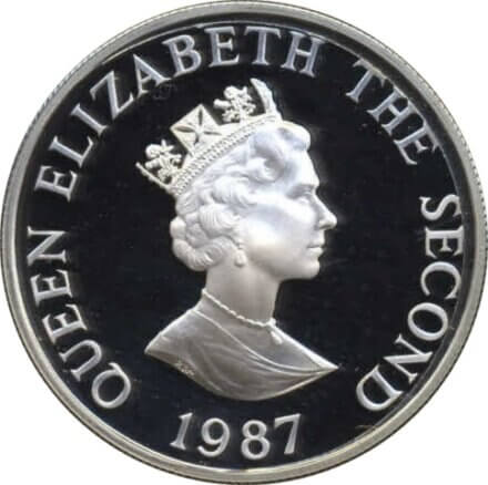 ジャージー エリザベス2世 世界自然保護基金設立 25 周年 2ポンド銀貨 1987年