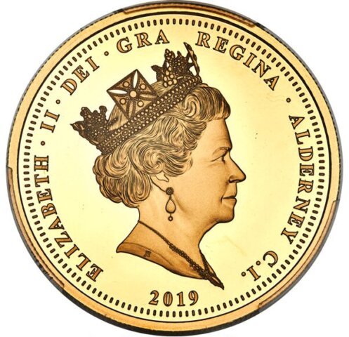 オルダニー島 エリザベス2世 ウナとライオン 5ポンド金貨 2019年