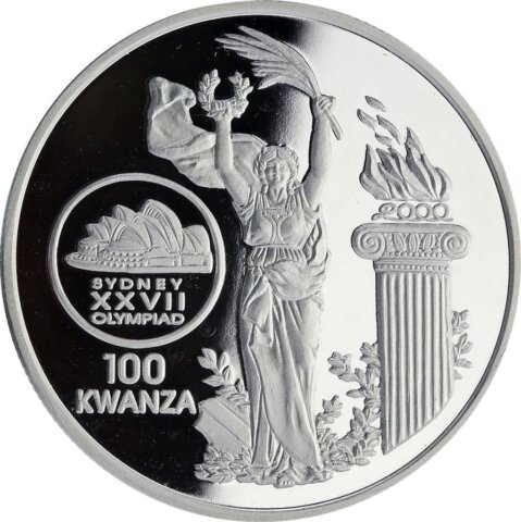 アンゴラ シドニーオリンピック 100クワンザ銀貨 1999年