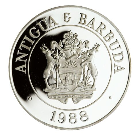 アンティグア・バーブーダ アマサギ 100ドル銀貨 1988年