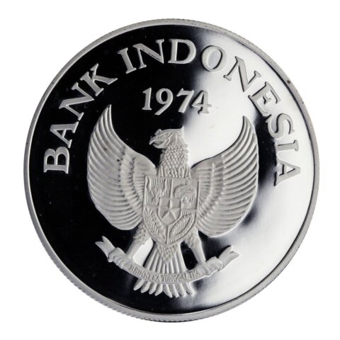 インドネシア ジャワトラ 2000ルピア銀貨 1974年