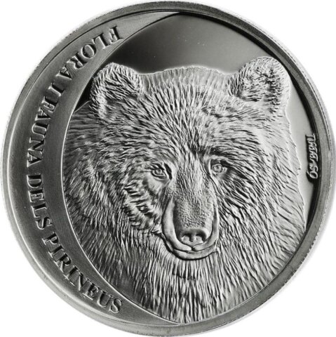 アンドラ ヒグマ 5ディナール銀貨 2010年