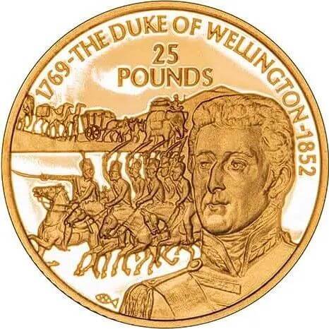 ガーンジー島 エリザベス2世 ウェリントン公爵没後150周年記念 25ポンド金貨 2002年