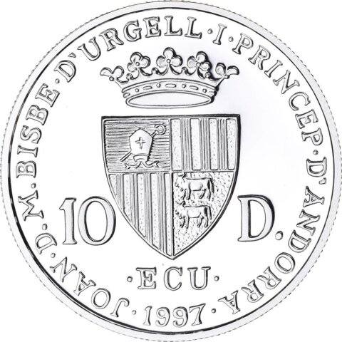 アンドラ アントニオ・ヴィヴァルディ 10ディナール銀貨 1997年