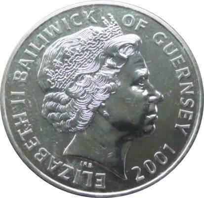 ガーンジー島 エリザベス2世 19世紀の君主 5ポンド銀貨 2001年