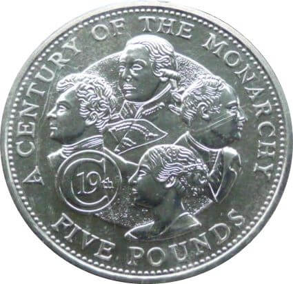 ガーンジー島 エリザベス2世 19世紀の君主 5ポンド銀貨 2001年