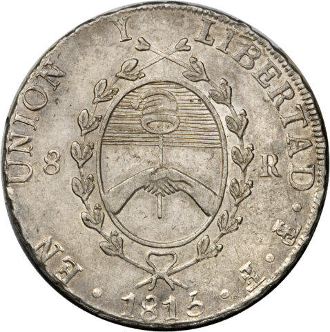 アルゼンチン リオ・デ・ラ・プラタ州連合 8レアル銀貨 1815年