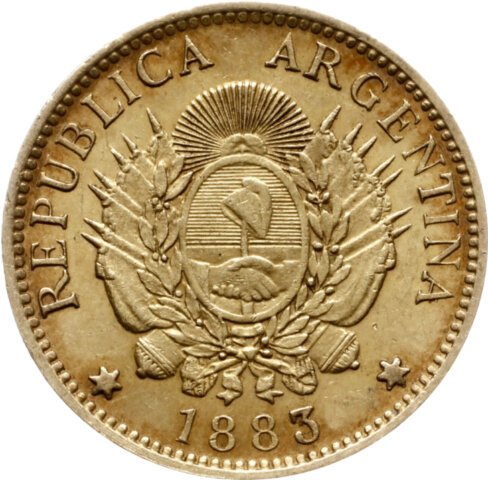 アルゼンチン リバティヘッド 5ペソ金貨 1883年