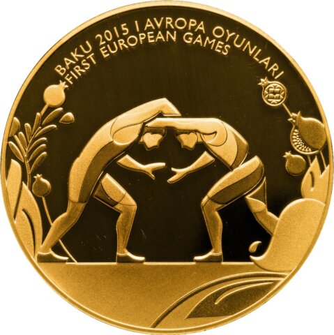 アゼルバイジャン レスリング 100マナト金貨 2015年