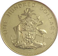 バハマ エリザベス2世 独立記念 100ドル金貨 1973年