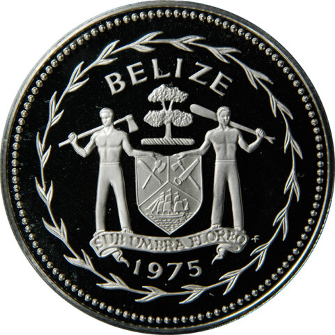 ベリーズ サンショクキムネオオハシ 5ドル銀貨 1975年
