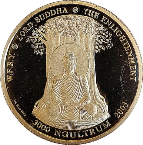 ブータン ジグミ・シンゲ 世界仏教徒連盟 3,000ニュルタム金貨 2003年