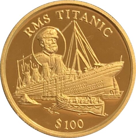 リベリア タイタニック号 100ドル金貨 1998年