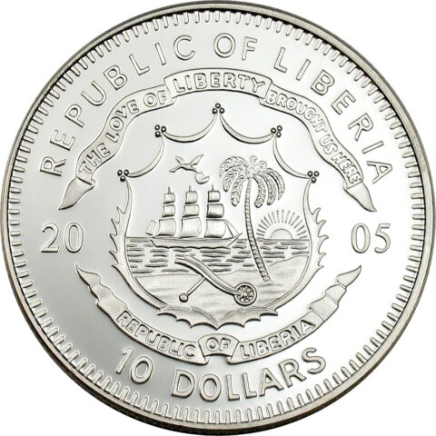 リベリア コバルトヤドクガエル 10ドル銀貨 2005年