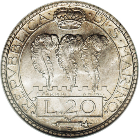 サンマリノ 20リラ銀貨 1932年