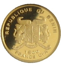 ベナン ヒョウ 1,500CFAフラン金貨 2005年