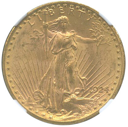 ダブルイーグル セントゴーデンス金貨 20ドル 1924年