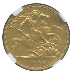 イギリス エドワード7世 1/2ソボレン金貨 1902年