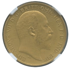 イギリス エドワード7世 1/2ソボレン金貨 1902年