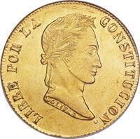 ボリビア シモン・ボリバル 8スクード金貨 1854年