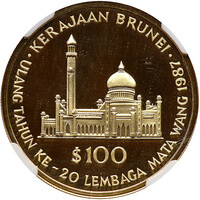 ブルネイ ハッサナル・ボルキア 通貨委員会設立 20 周年 100ドル金貨 1987年