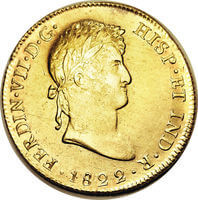 ボリビア フェルディナンド 7世 8エスクード金貨 1822年