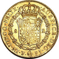 ボリビア フェルディナンド 7世 8エスクード金貨 1822年
