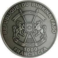 ブルキナファソ ヴォルペルティンガー 1,000CFAフラン銀貨 2015年
