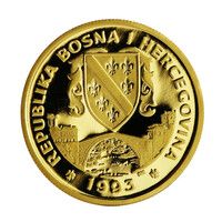 ボスニア・ヘルツェゴビナ ブロントサウルス 10,000 ディナラ金貨 1993年