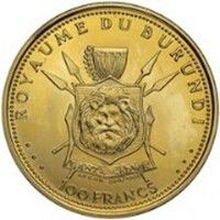 ブルンジ ムワンブツァ4世 治世50周年記念 100フラン金貨 1965年