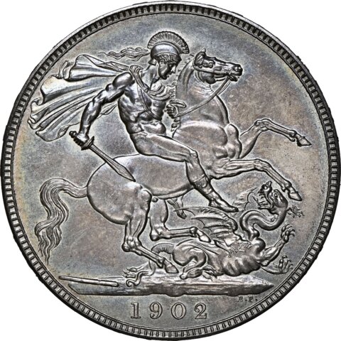 イギリス エドワード7世 1クラウン銀貨 1902年