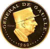 チャド シャルル・ド・ゴール 10,000フラン金貨 1970年