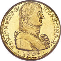 チリ フェルディナンド7世 8エスクード金貨 1809年