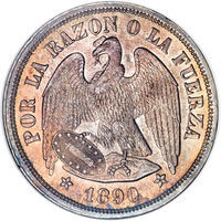 チリ アンデスコンドル 1ペソ銀貨 1890年