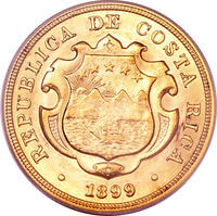 コスタリカ クリストファー・コロンブス 20コロネス金貨 1899年