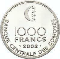 コモロ諸島 1,000フラン銀貨 2002年