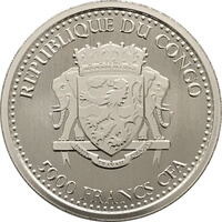 コンゴ共和国 シルバーバックゴリラ 5,000CFAフラン銀貨 2o19年