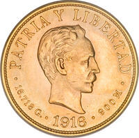 キューバ ホセ・マルティ 10ペソ金貨 1916年