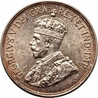 キプロス ジョージ5世 45ピアストル銀貨 1928年