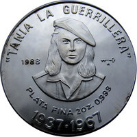キューバ ゲリラ戦士タニア 20ペソ銀貨 1988年