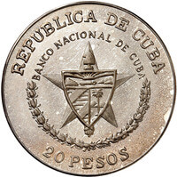 キューバ カミロ・シエンフェゴス  20ペソ銀貨 1988年