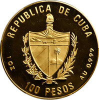 キューバ フィデル・カストロ 100ペソ金貨 1989年