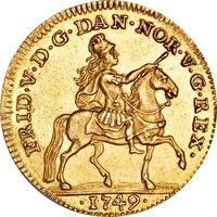 デンマーク フレデリク5世 1ダカット金貨 1749年