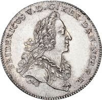 デンマーク フレデリク5世 6マーク銀貨 1749年