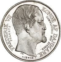デンマーク フレデリク7世とクリスチャン8世 1ダラー銀貨 1848年
