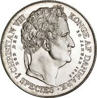 デンマーク フレデリク7世とクリスチャン8世 1ダラー銀貨 1848年