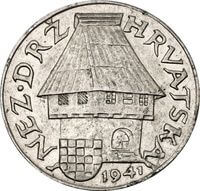 クロアチア チャルダック 50バニカ銀貨 1941年