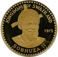 エスワティニ（スワジランド） ソブーザ2世 75歳誕生日記念 50リランゲニ金貨 1975年 表